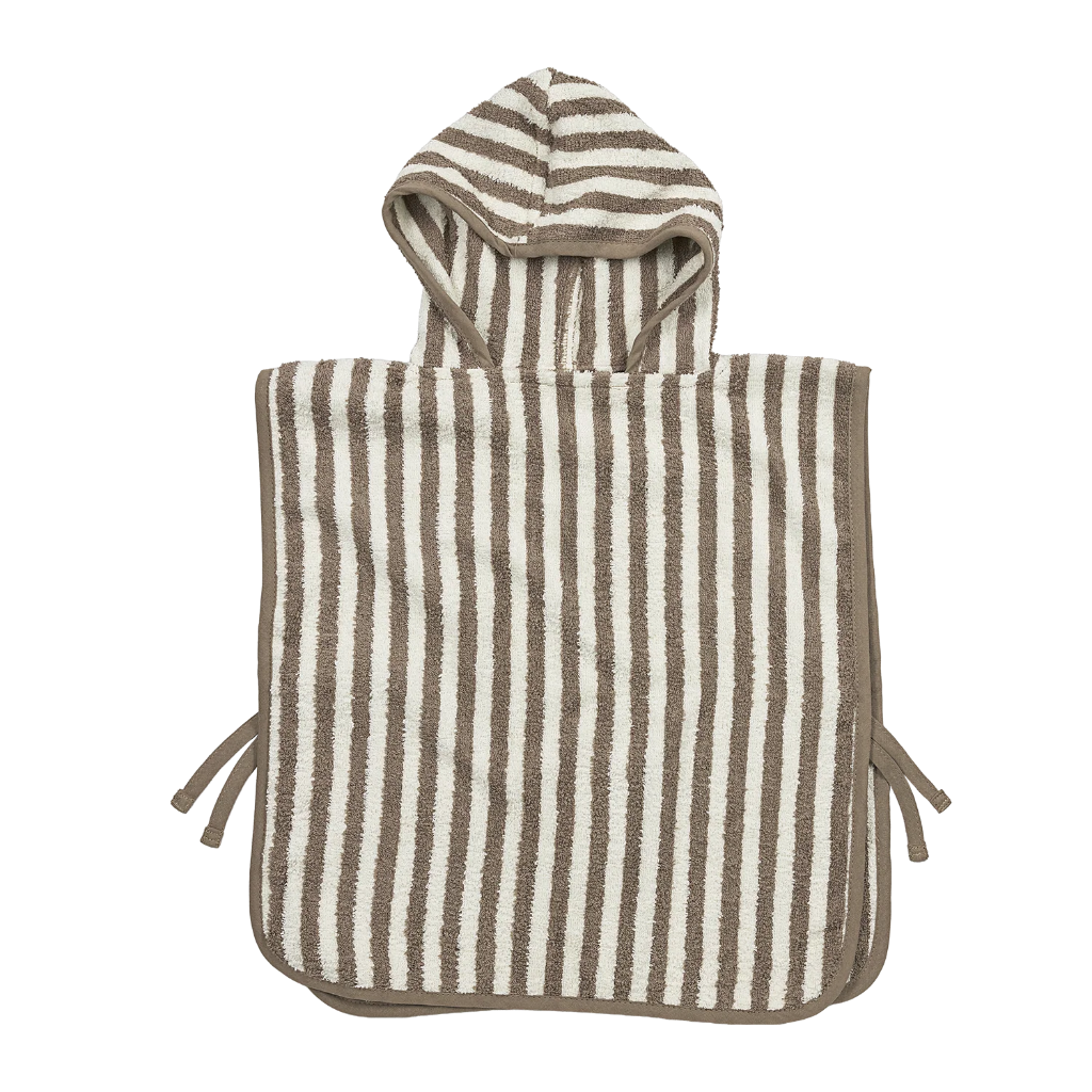 Meyco | Poncho Jacquard Badstof Fat Stripe Taupe 1-3Y 