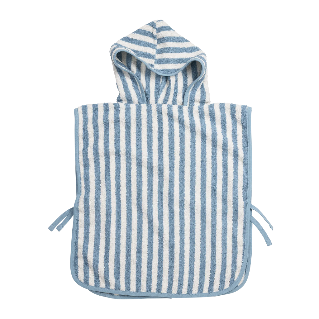 Meyco | Poncho Badstof Jacquard Fat Stripe Jeans Blue 1-3Y