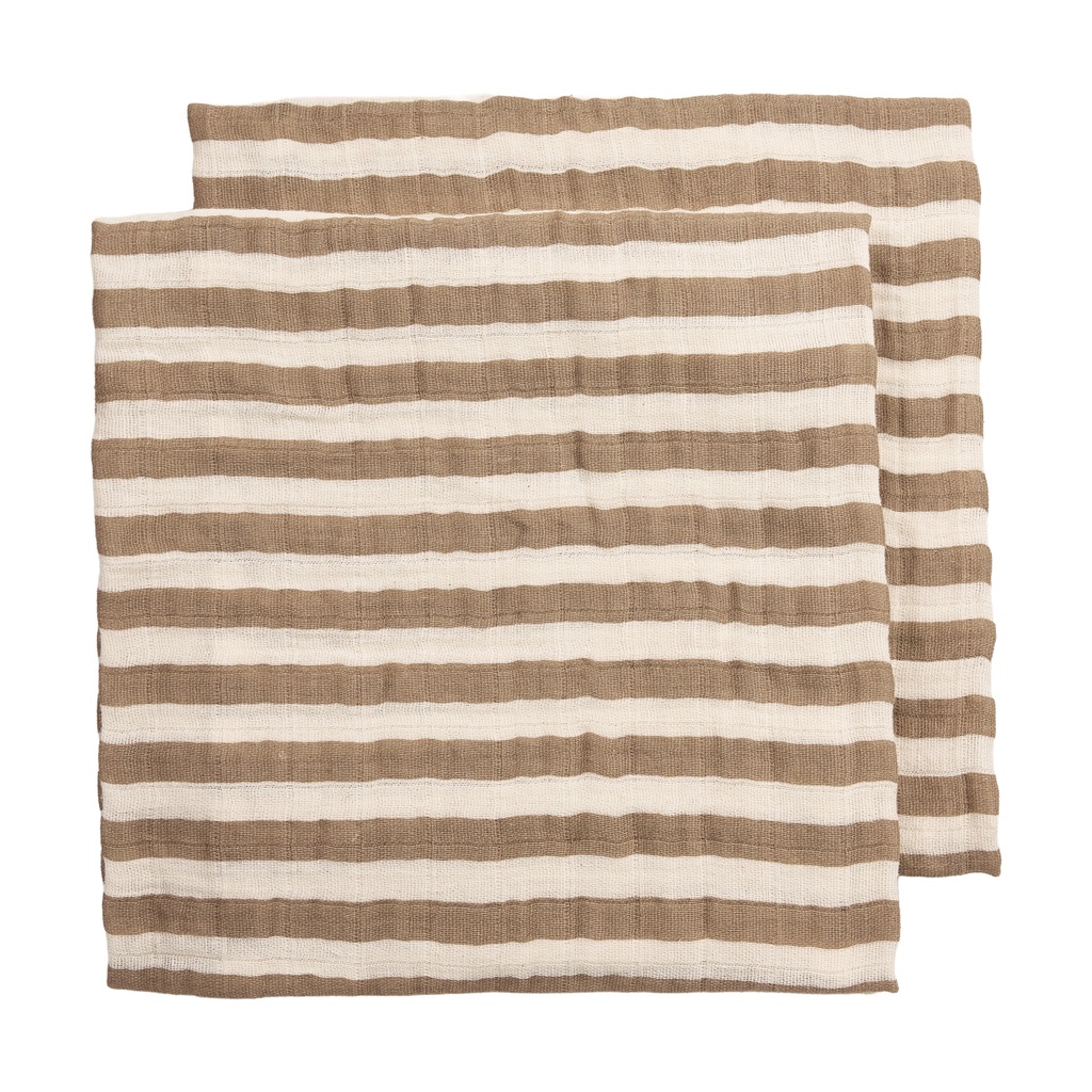 Meyco | Tetra Doek Pre-washed Fat Stripe Taupe 70x70cm 2-pack 