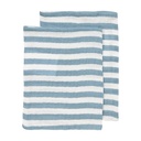 Meyco | Washandje Pre-washed Fat Stripe Jeans Blue Blauw 20x17cm 2-pack 