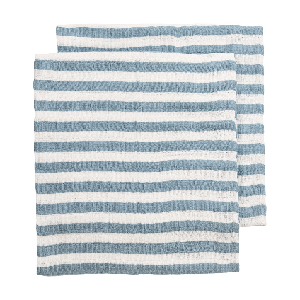 Meyco | Tetra Doek Pre-washed Fat Stripe Jeans Blue Blauw 70x70cm 2-pack 