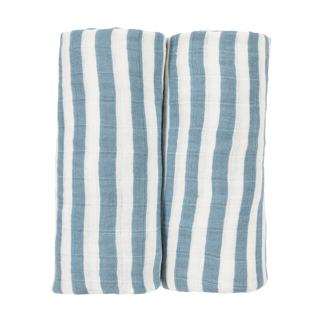 Meyco | Tetra Doek Pre-washed Fat Stripe Jeans Blue Blauw 120x120cm 2-Pack 