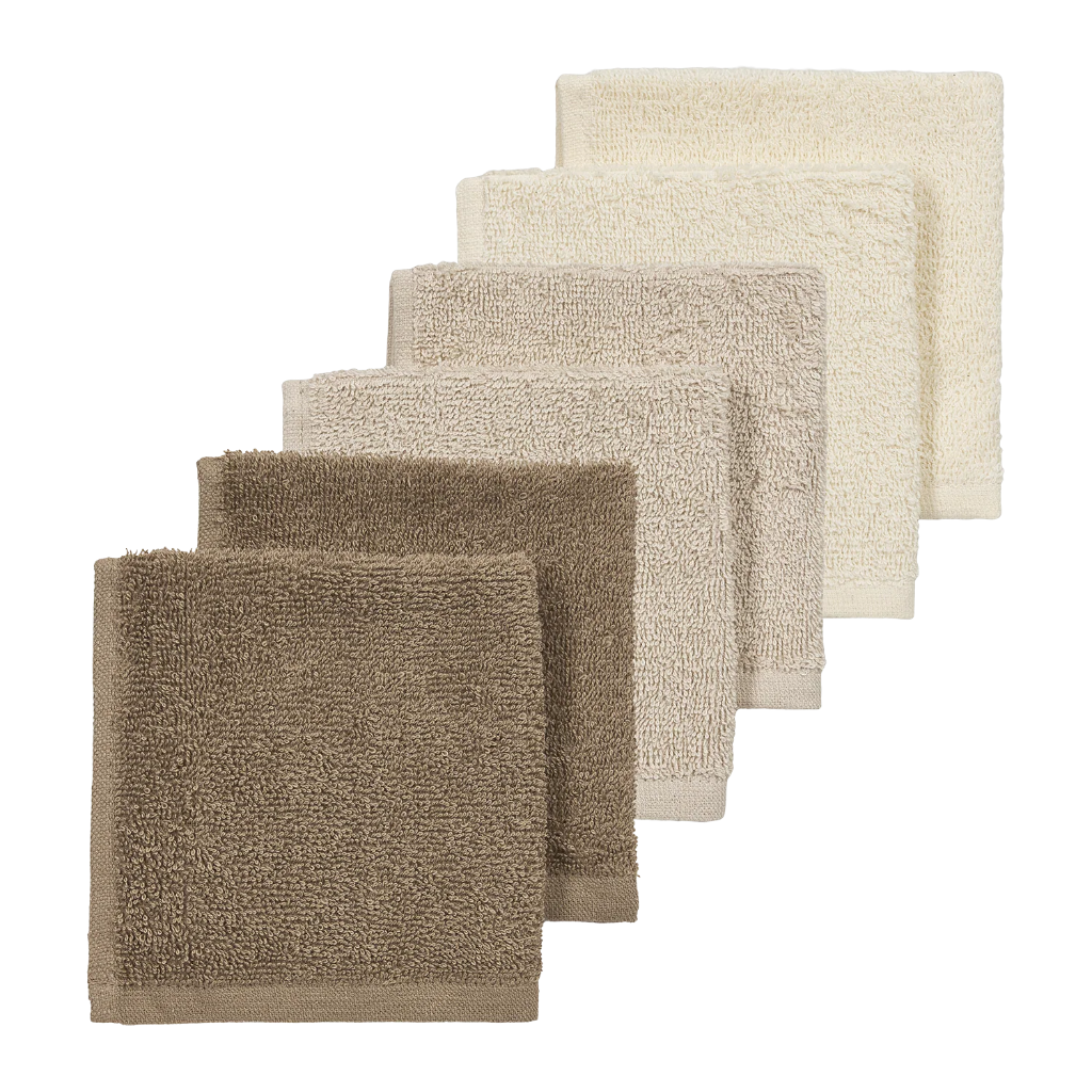 Meyco | Monddoekje Badstof Natural/Soft Sand/Taupe Bruin 30x30cm 6-pack 