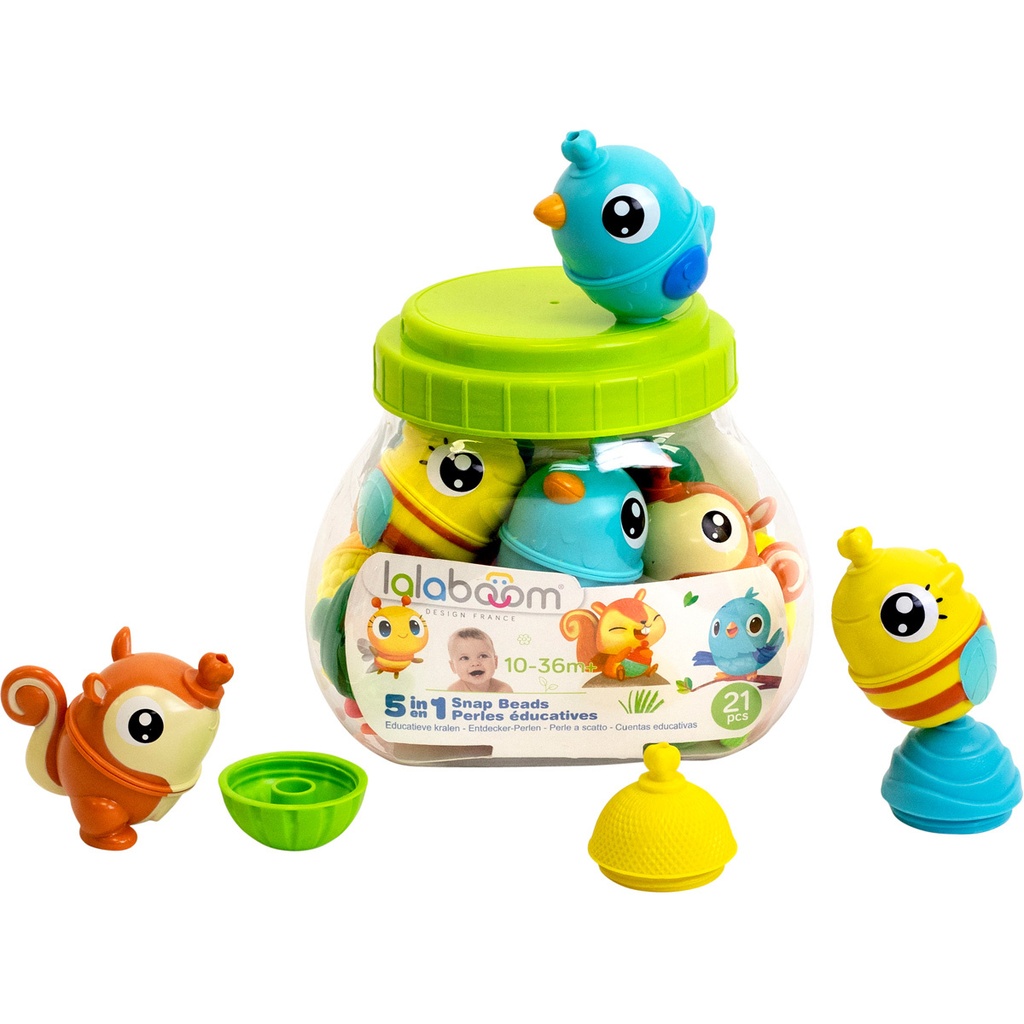 Lalaboom | Educatief Speelgoed Kralen met 3 Dieren 21pcs