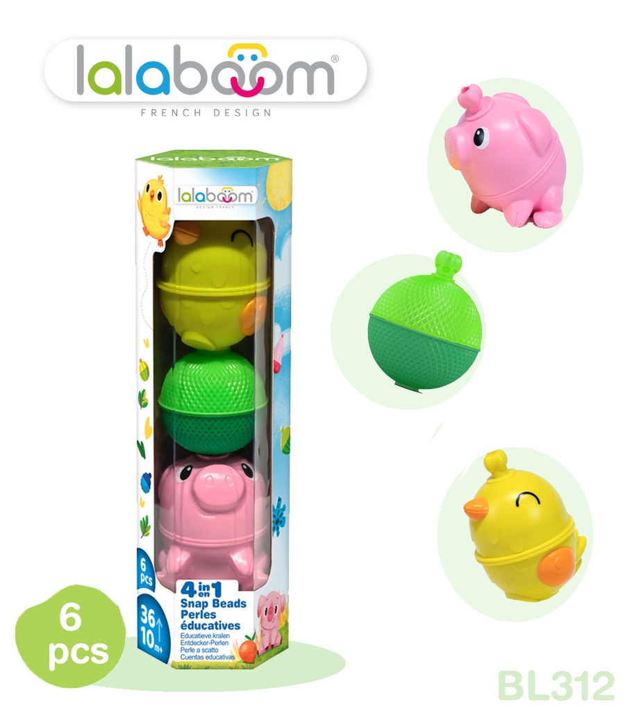 Lalaboom | Educatief Speelgoed Set Dieren Kip en Varken 6pcs