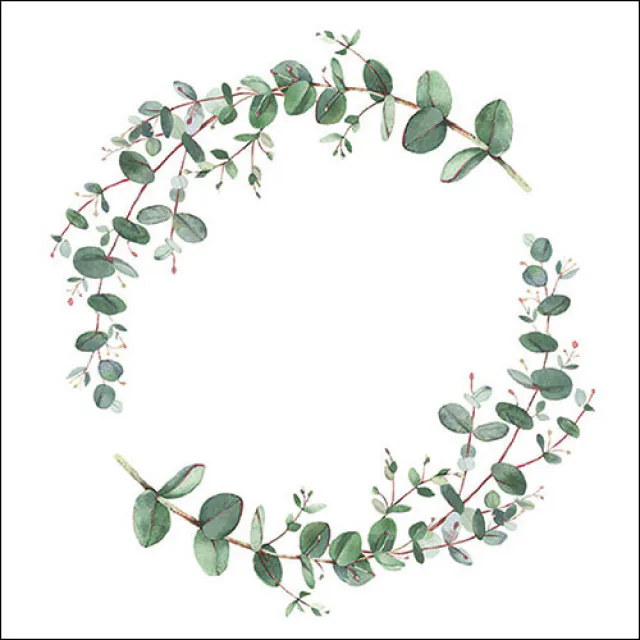 Ambiente | Servetten Eucalyptus Branch White 3-laags 33x33cm 20-pack