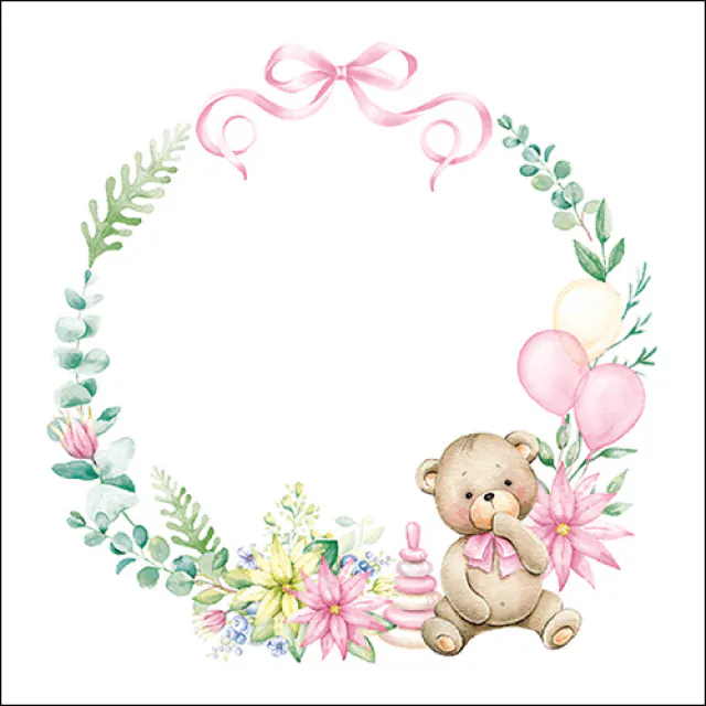 Ambiente | Servetten Baby Teddy Bear Pink 3-laags 33x33cm 20-pack