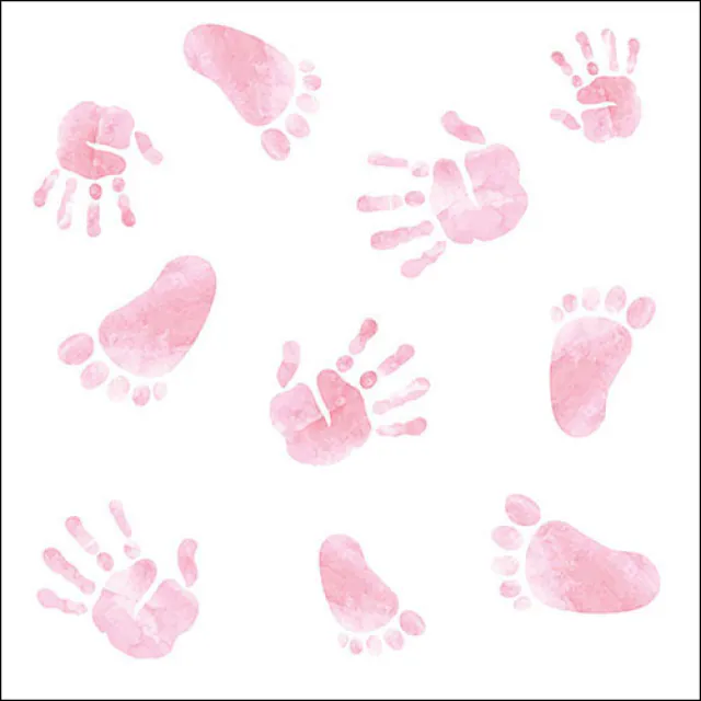 Ambiente | Servetten Hands And Feet Pink 3-laags 33x33cm 20-pack