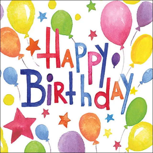 Ambiente | Servetten Colourful Birthday 3-laags 100%FSC 33x33cm 20-pack