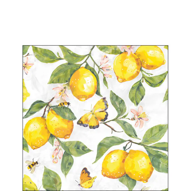 Ambiente | Servetten Fresh Lemons White 3-laags 100%FSC 25x25cm 20-pack