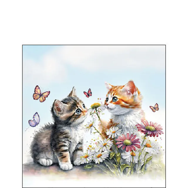 Ambiente | Servetten Kittens in Flower Field 3-laags 100%FSC 25x25cm 20-pack