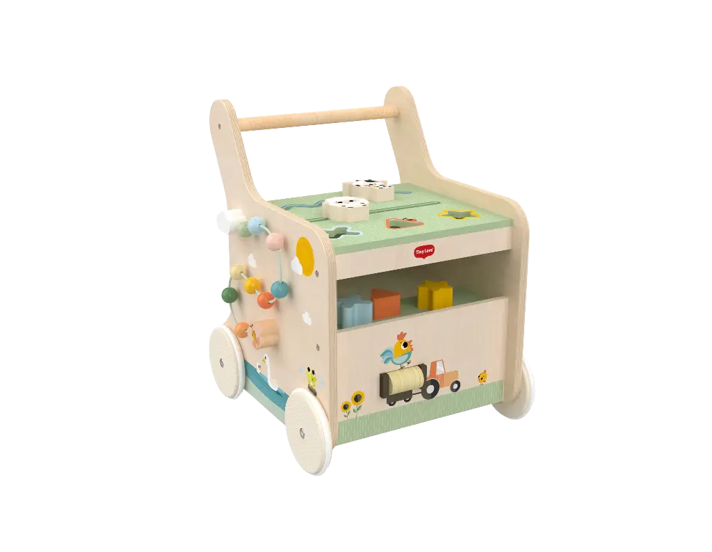 Tiny Love | Loophulp Wooden Activity Walker Farmers Funday Boerderijprint