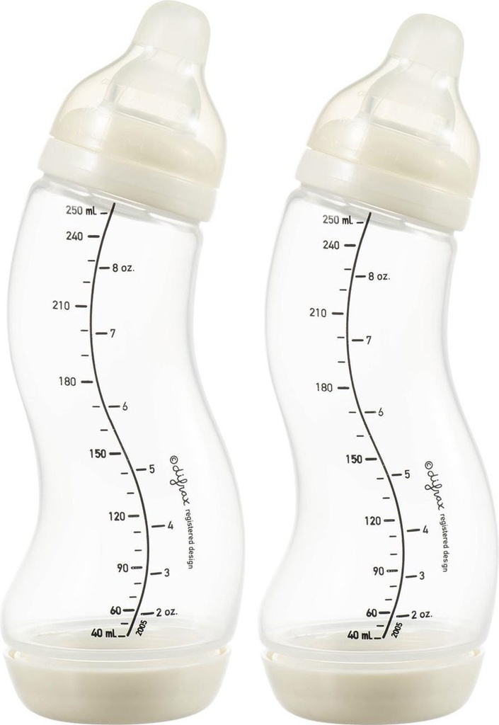 Difrax | Standaardfles/S-fles Basic Natural Ivory/Ivory 250ml 2-pack