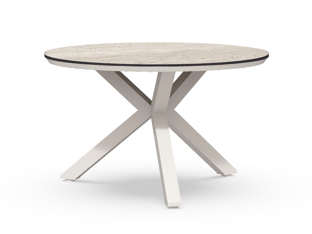 Tierra | Tuintafel Orbital Dining Table Trespa Travertin Creme White Ø120cm