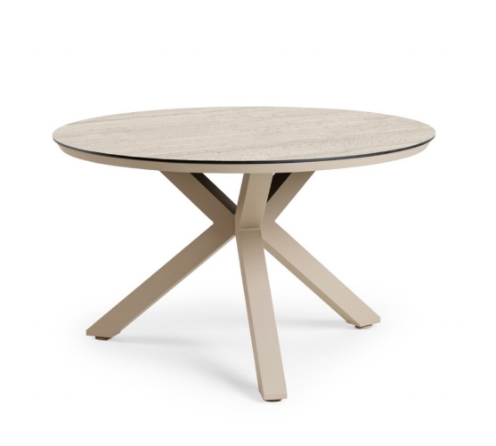 Tierra | Tuintafel Trespa Travertin Orbital Dining Table Ø120cm Champagne 
