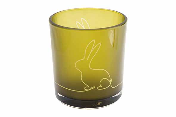 Cosy & Trendy | Theelichthouder Rabbit Glas Groen Ø7x8cm