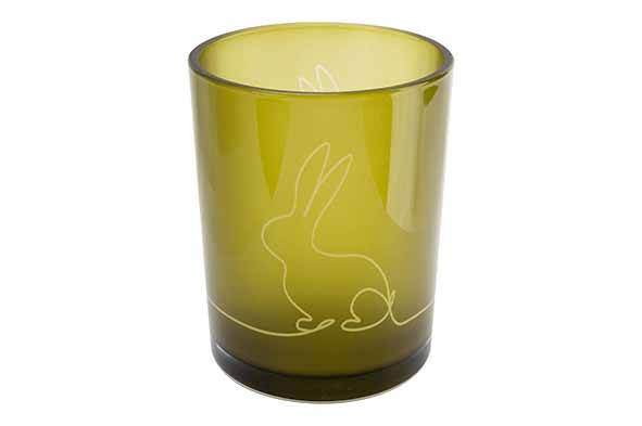 Cosy & Trendy | Theelichthouder Rabbit Glas Groen Ø10x12,5cm
