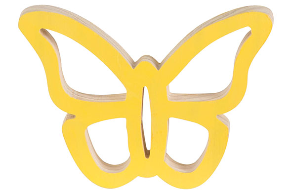 Cosy & Trendy | Hangfiguur Vlinder Hout Geel 14x11x2cm