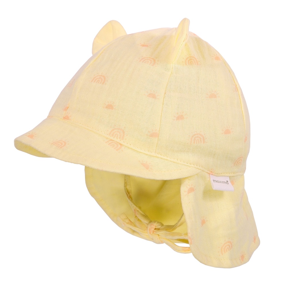 Maximo | Zonnehoedje met Oortjes Muslin Narzisse-Sonne 