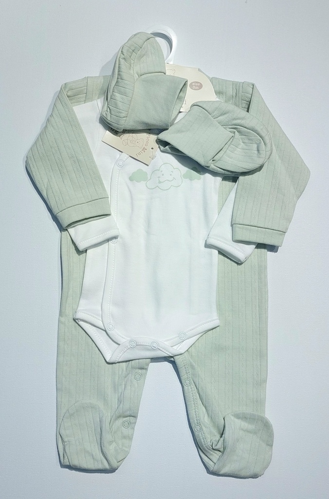 Picco Mini | Pyjama Wolk Giftset Groen 3-delig
