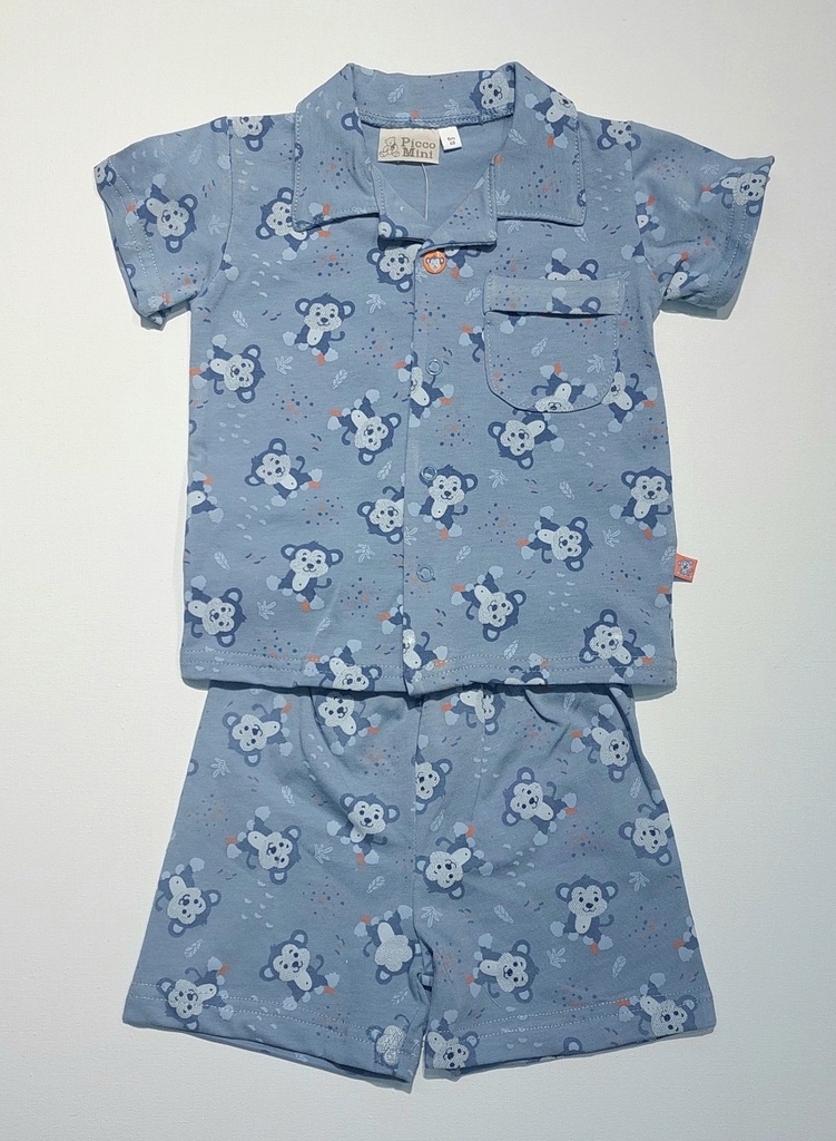 Picco Mini | Pyjama Aap AOP Blauw 2-delig