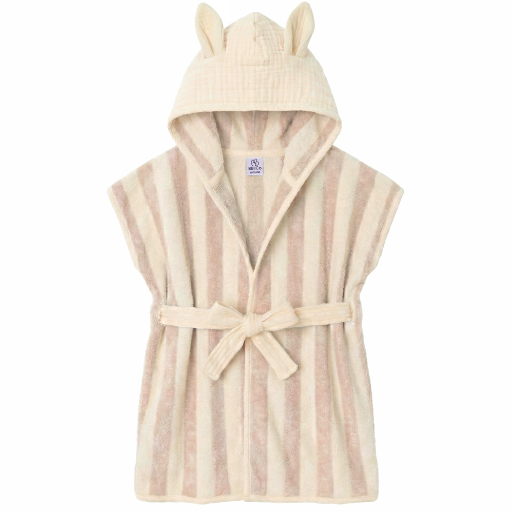 BB&Co | Badjas Bambou Gestreept Ivoor/Sand 0-2Y