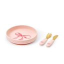 Elodie | Eetset Rosy Bow Bord/Vork/Mes Siliconen Roze