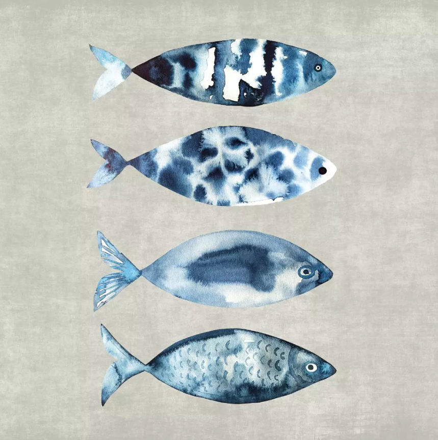 Duni | Servetten High Tide Fish 3-laags 24x24cm 20-pack