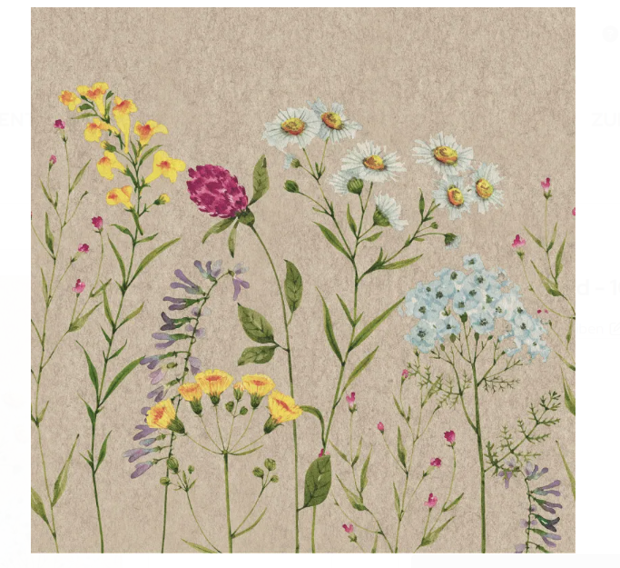 Duni | Servetten Field Blooms 2-laags 33x33cm 20-pack