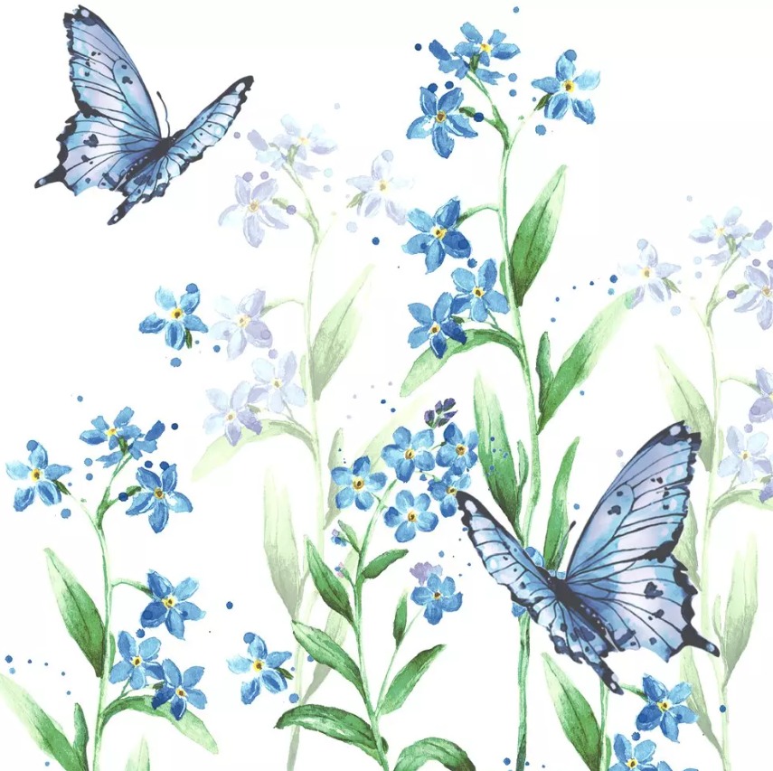 Duni | Servetten Azure Bloom 3-laags 33x33cm 20-pack