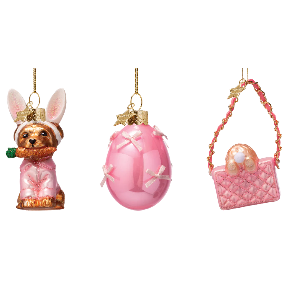 Vondels | Hangfiguur Bunny Makeover Easter Glas H7,7cm 3-pack
