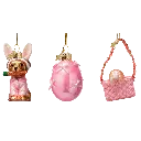 Vondels | Hangfiguur Bunny Makeover Easter Glas H7,7cm 3-pack