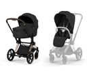 Cybex | Wandelwagen Priam Comfort Set Frame Rose Gold/Plooibare Draagmand Sepia Black/Zitbekleding Sepia Black 