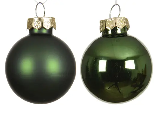Decoris | Kerstbal Glas Mix Dennengroen Ø3,5cm 16-pack