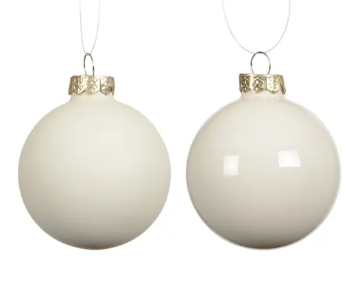Decoris | Kerstbal Glas Mix Wolwit Ø8cm 6-pack