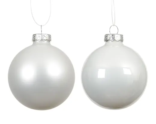 Decoris | Kerstbal Glas Mix Winterwit Ø10cm 4-pack