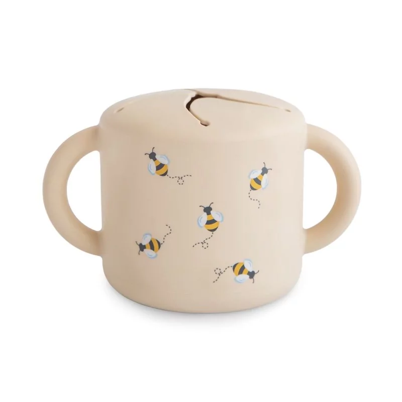 Mushie | Snack Cup Bees Siliconen Ecru 400ml