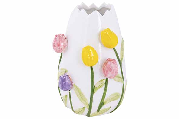 Cosy & Trendy | Vaas Tulpen Wit Porselein Ø12x17cm