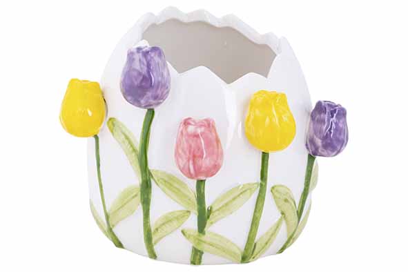 Cosy & Trendy | Vaas Tulpen Wit Porselein 13x12x10cm