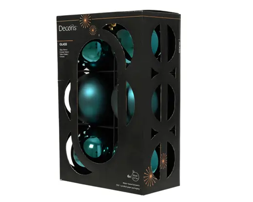 Decoris | Kerstbal Glas Mix Emerald Ø8cm 6-pack