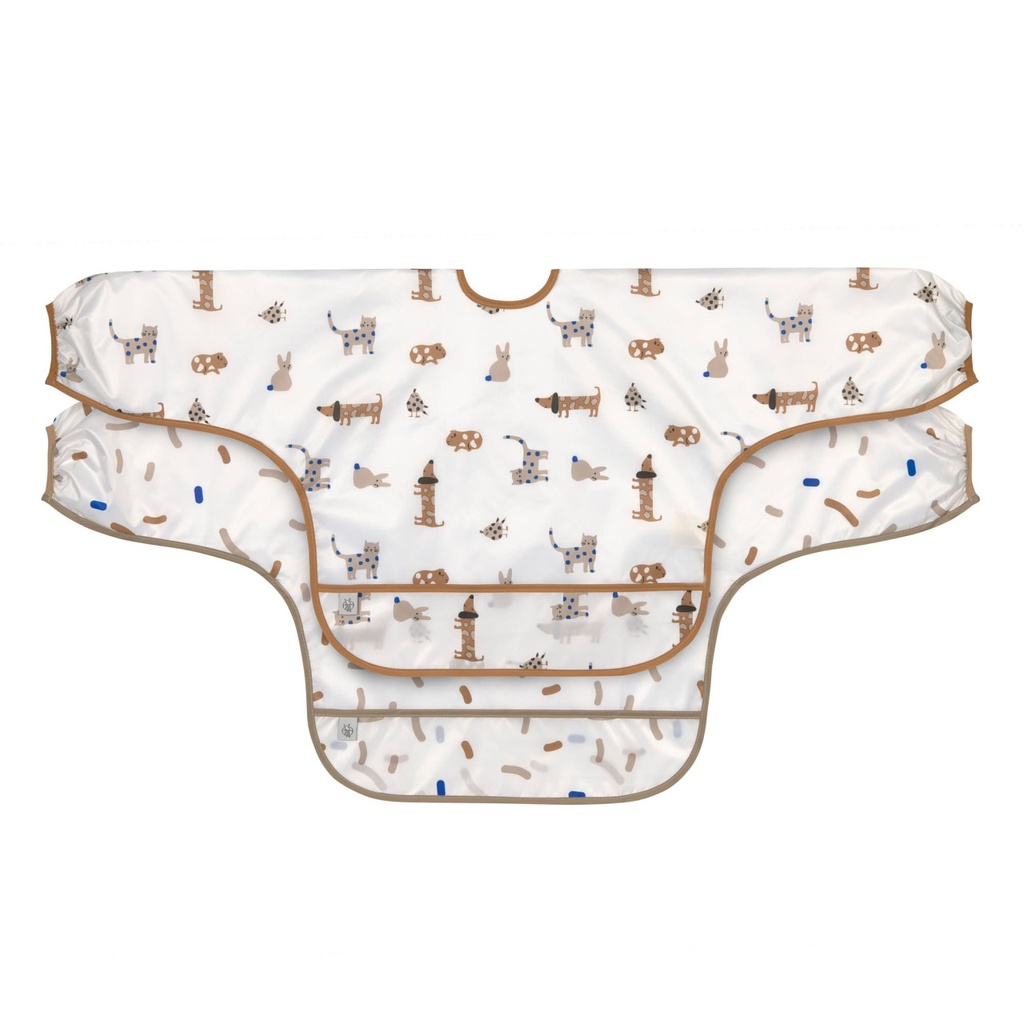 Laessig | Slabbetje met Mouwen Long Sleeve Bib Little Mateys Royal Blue 2-pack