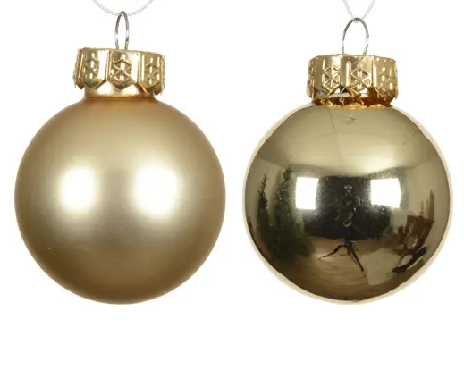 Decoris | Kerstbal Glas Mix Licht Goud Ø3,5cm 16-pack 