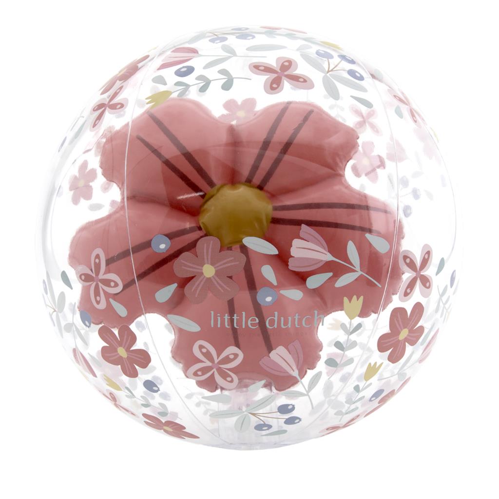 Little Dutch | Strandspeelgoed Strandbal Pink Flowers 3D Bloem Roze Ø35cm