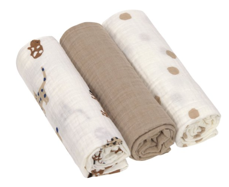 Laessig | Tetra Doek Swaddle & Burp Blanket Little Mateys Royal Blue 85x85cm 3-pack