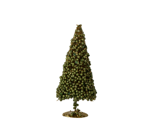 J-Line | Beeld Kerstboom Bessen Kunstof Groen Ø10x20cm 