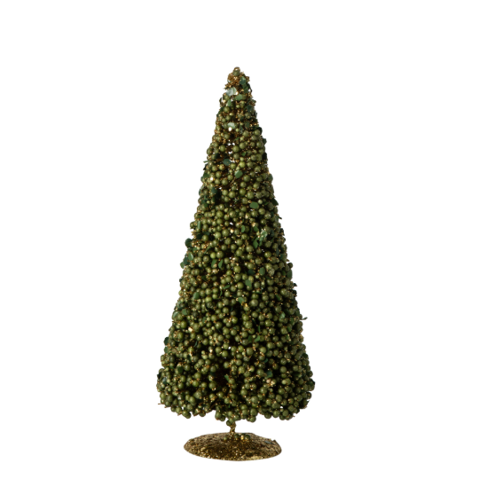 J-Line | Beeld Kerstboom Bessen Kunstof Groen Ø13x30cm