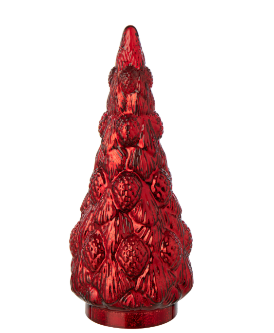J-Line | Beeld Kerstboom Glas Kerstrood Ø17x37cm