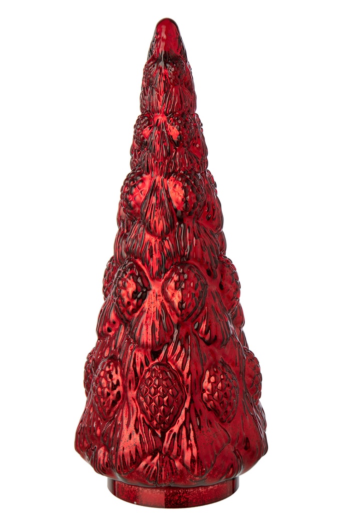 J-Line | Beeld Kerstboom Glas Kerstrood Ø21x53cm