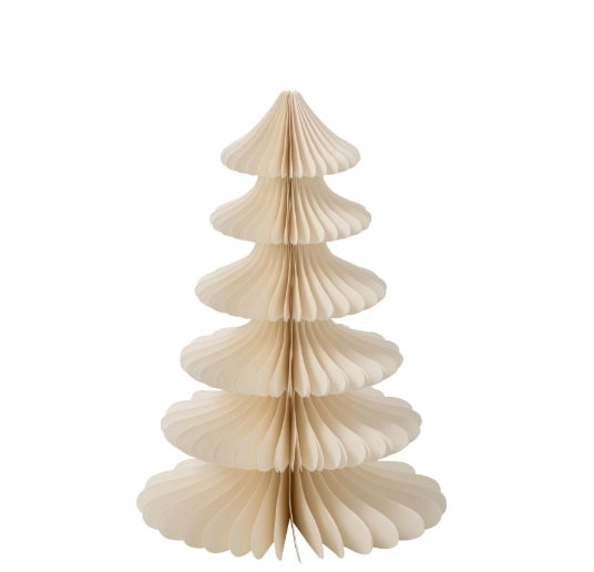 J-Line | Beeld Kerstboom Papier Gebroken Wit Ø28x40cm 