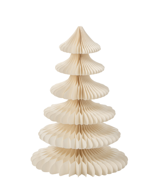 J-Line | Beeld Kerstboom Papier Gebroken Wit Ø42,5x60cm